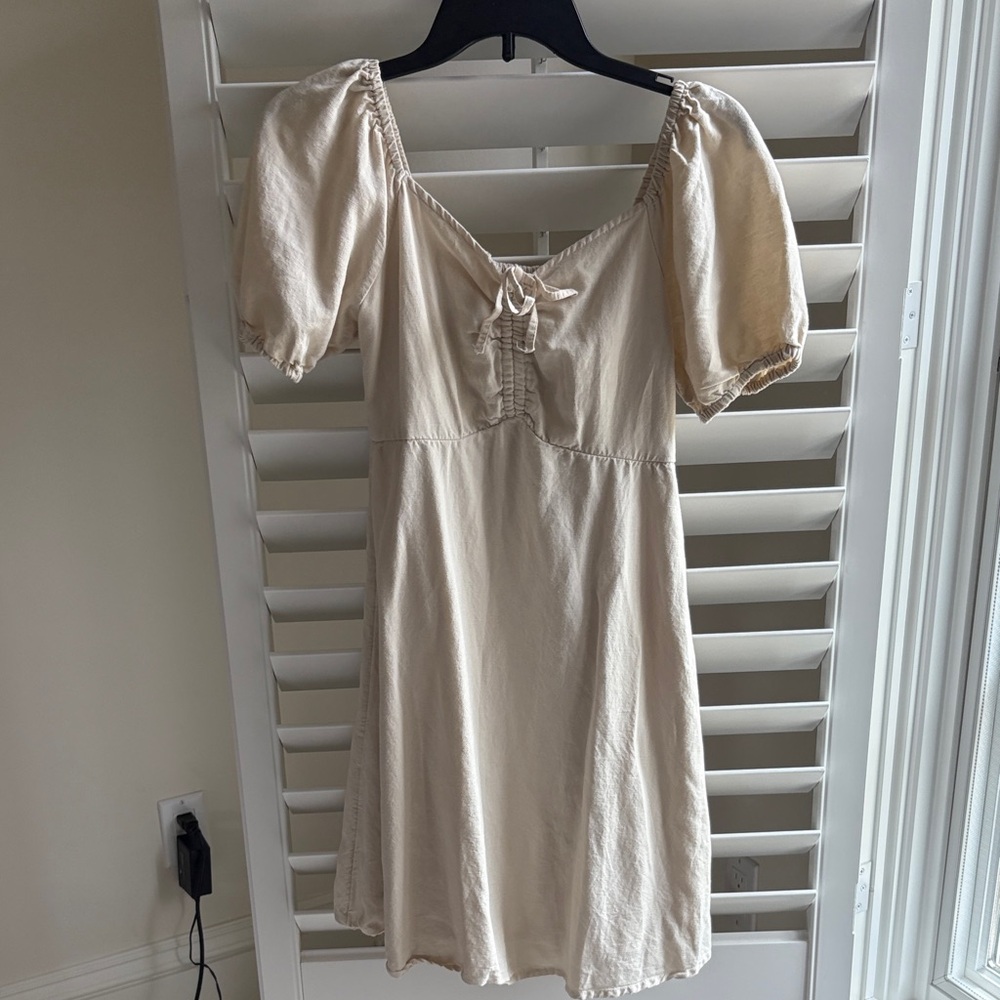 Japna Cream Puff Sleeve Mini Dress